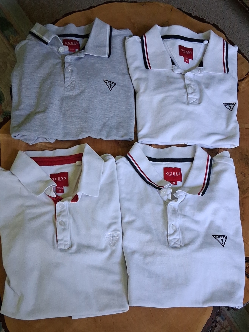 Guess Men’s Polo Shirts in White and Light Gray